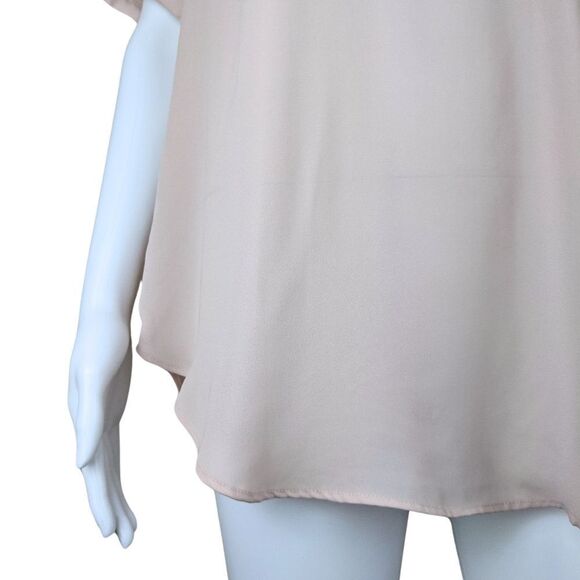 Worthington Small Solid Light Pink Short Sleeve V Neck Sheer Formal Blouse - Picture 3 of 8